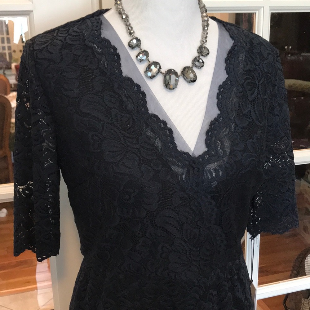 Ivanka Trump Blue Lace w Sheer Sleeves